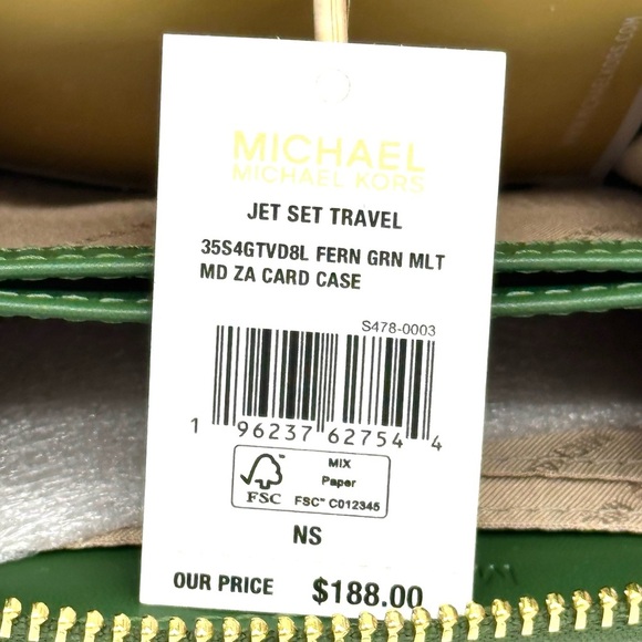 Michael Kors Medium ZA Card Case Wallet Fern Green Multi - Picture 7 of 7